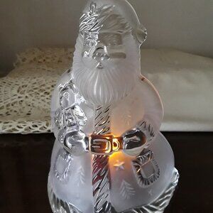 MIKASA Glass Santa Claus Candle Holder - NWT